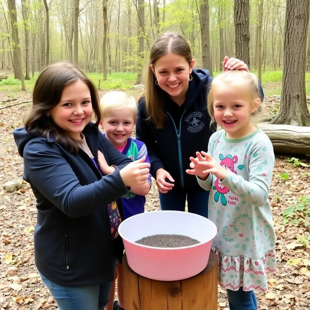 Kids birthday party places Roaring Brook Nature Center in Canton