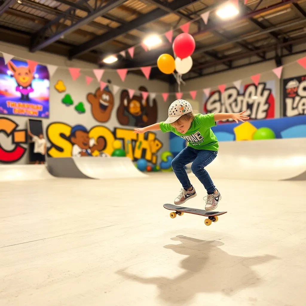 Kids birthday party places Skate South in Des Moines